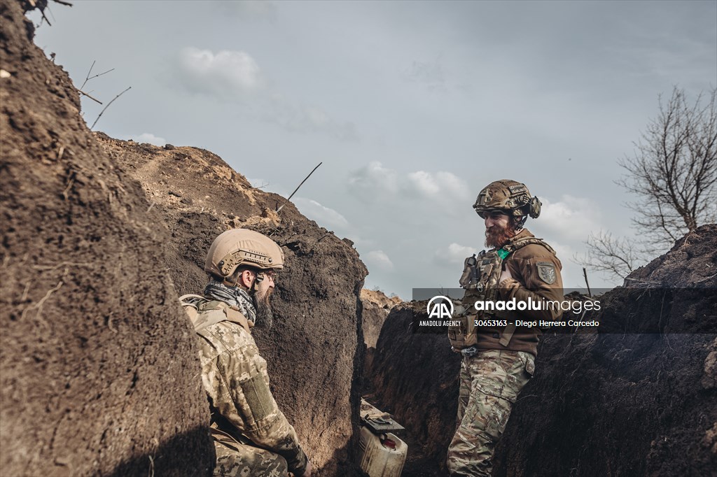 Ukrainian servicemen on the frontline in Bakhmut