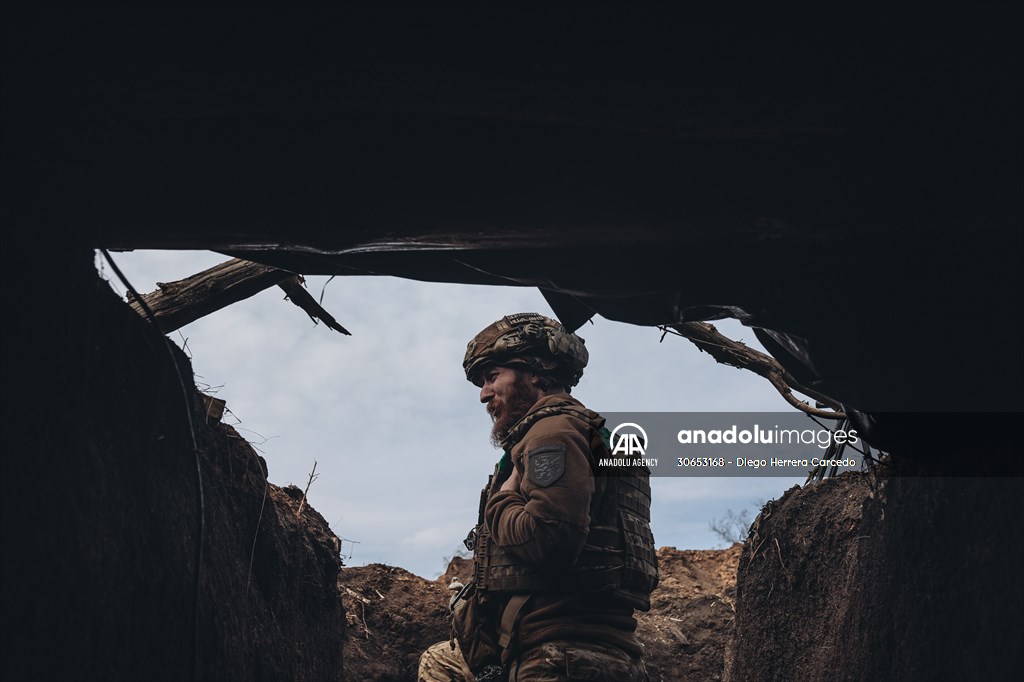 Ukrainian servicemen on the frontline in Bakhmut