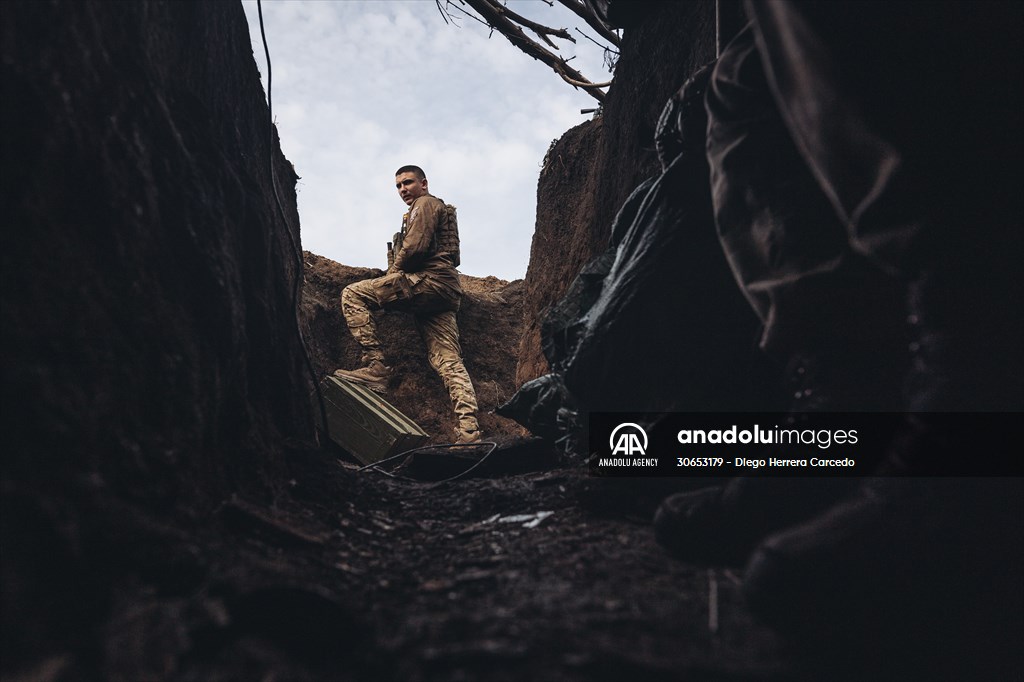 Ukrainian servicemen on the frontline in Bakhmut