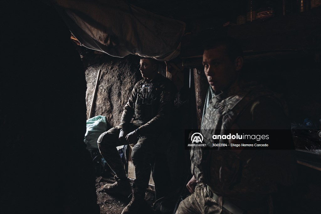 Ukrainian servicemen on the frontline in Bakhmut