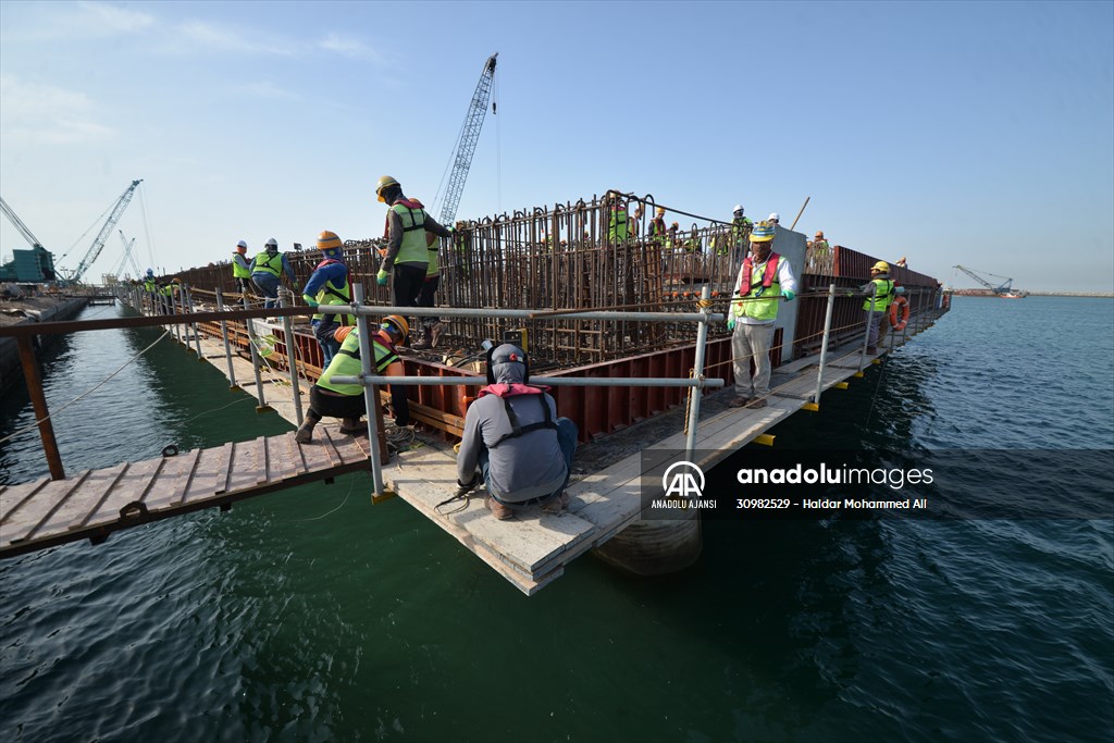 Orta Doğu'nun en büyük limanlarından Irak'taki Büyük Faw'ın inşaat çalışmaları devam ediyor