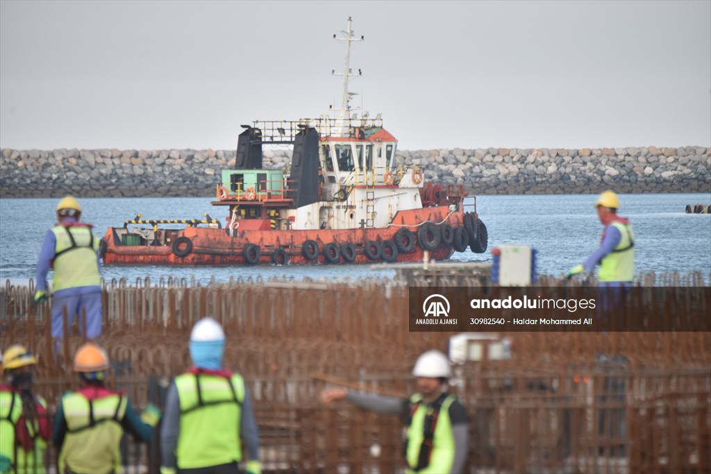 Orta Doğu'nun en büyük limanlarından Irak'taki Büyük Faw'ın inşaat çalışmaları devam ediyor
