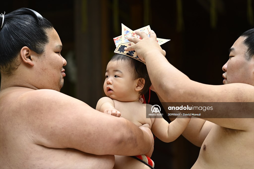 Festival of crying baby sumo in Tokyo