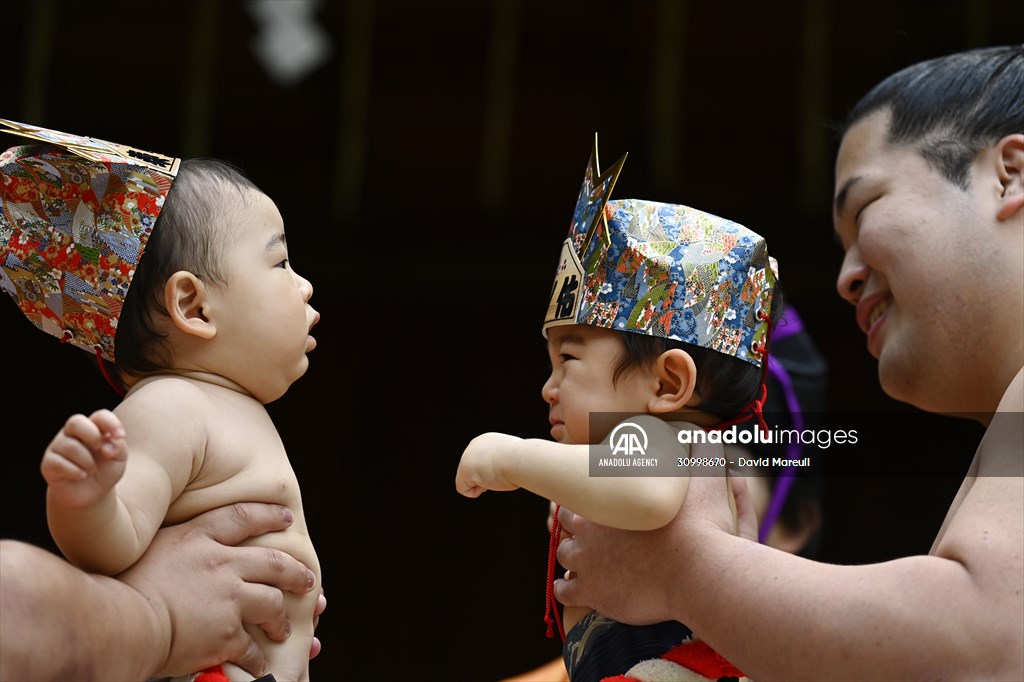 Festival of crying baby sumo in Tokyo