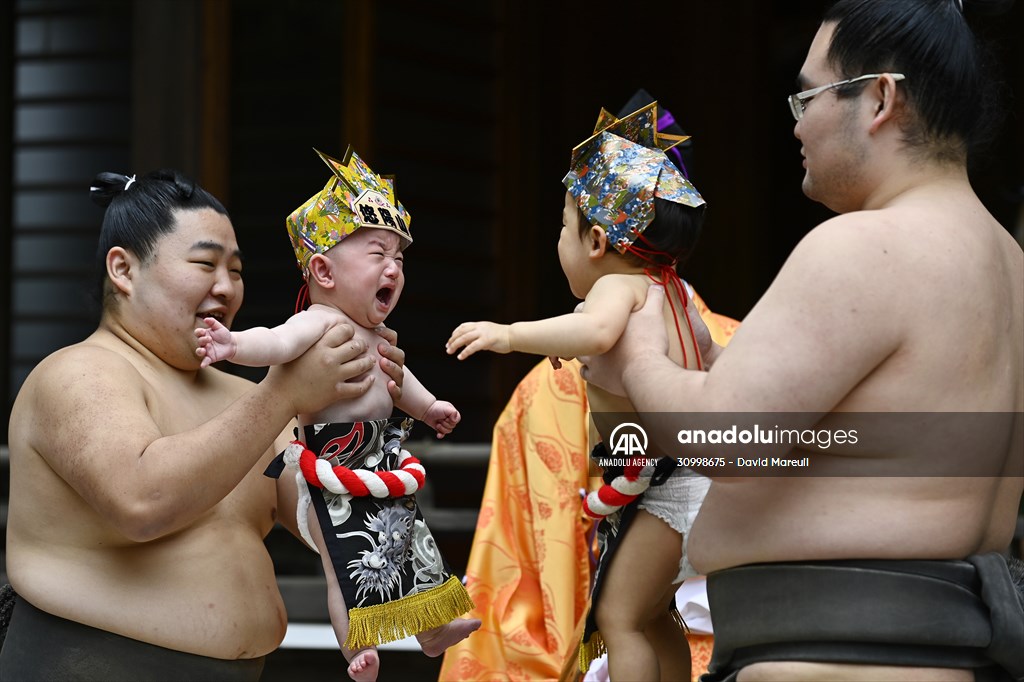 Festival of crying baby sumo in Tokyo