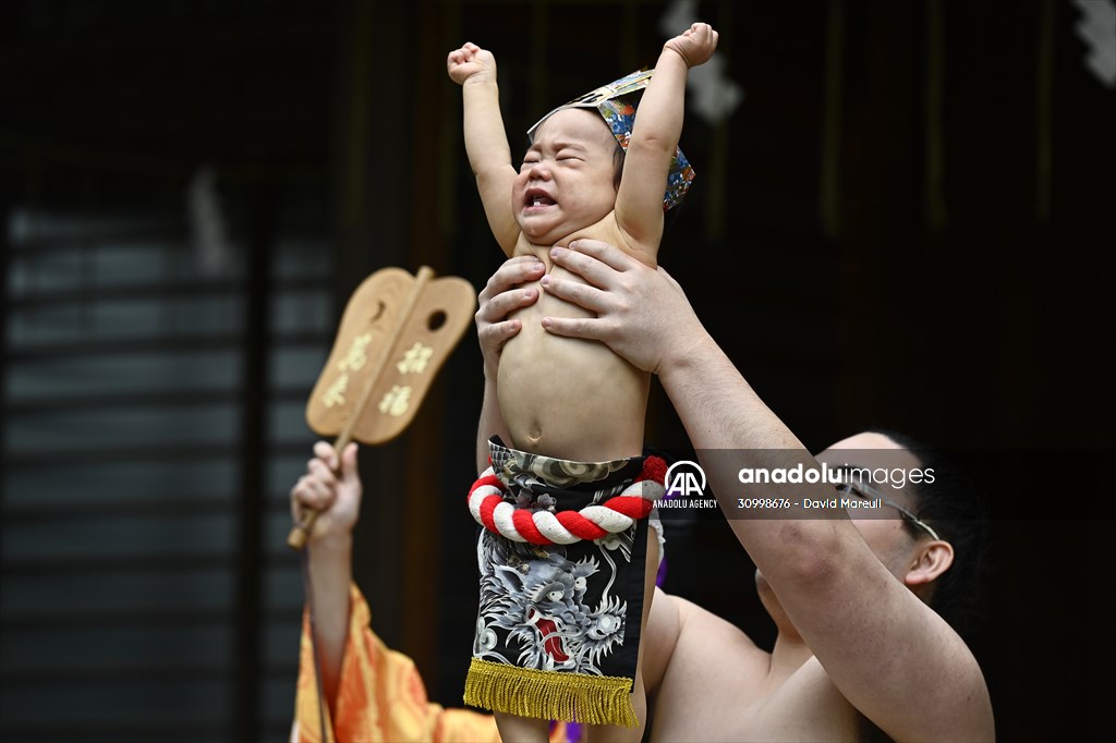 Festival of crying baby sumo in Tokyo
