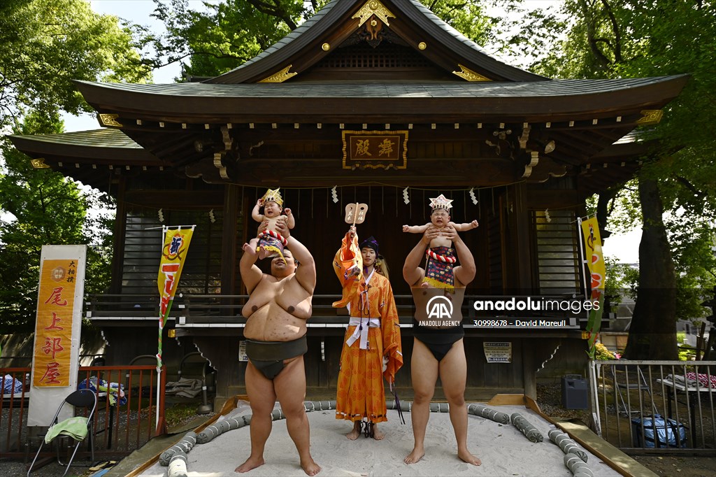 Festival of crying baby sumo in Tokyo