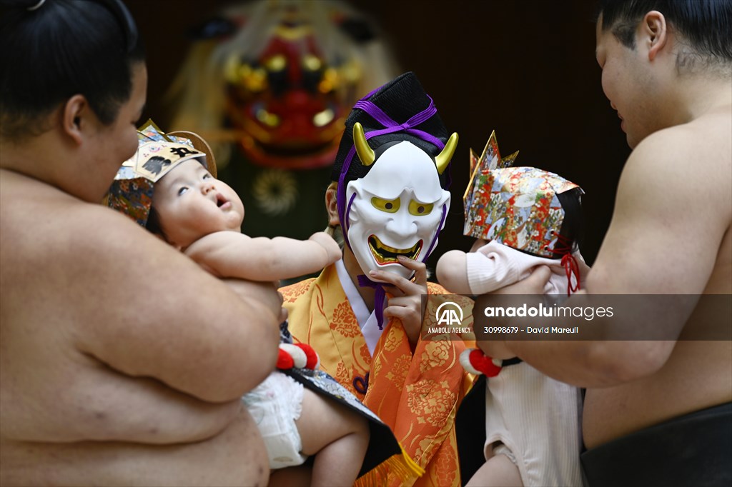 Festival of crying baby sumo in Tokyo