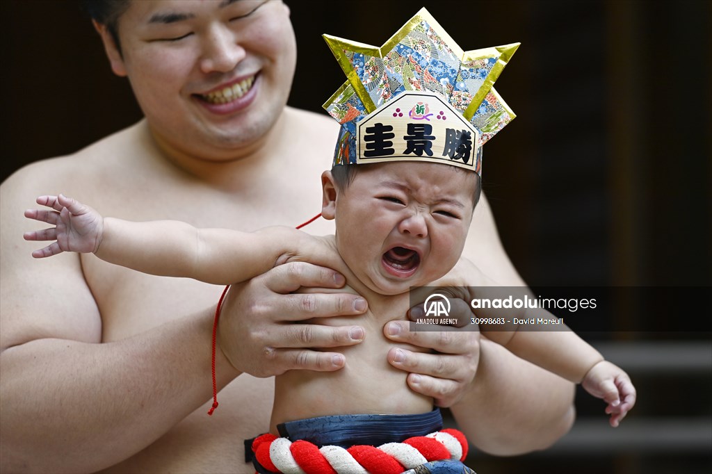 Festival of crying baby sumo in Tokyo