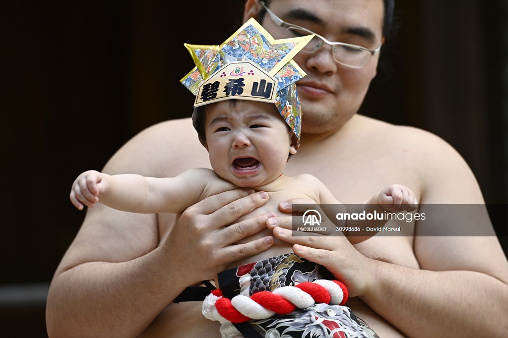 Festival of crying baby sumo in Tokyo