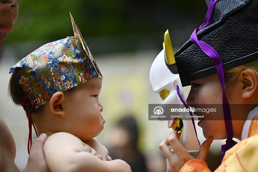 Festival of crying baby sumo in Tokyo