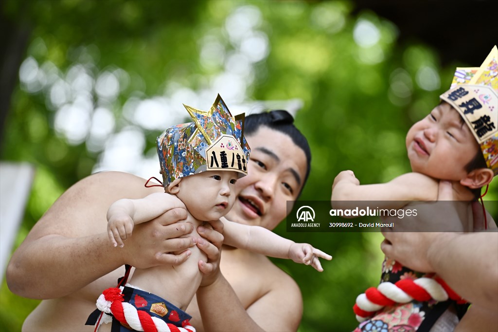 Festival of crying baby sumo in Tokyo
