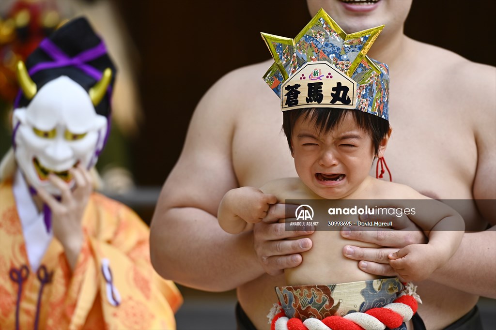Festival of crying baby sumo in Tokyo