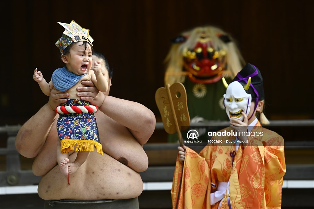 Festival of crying baby sumo in Tokyo