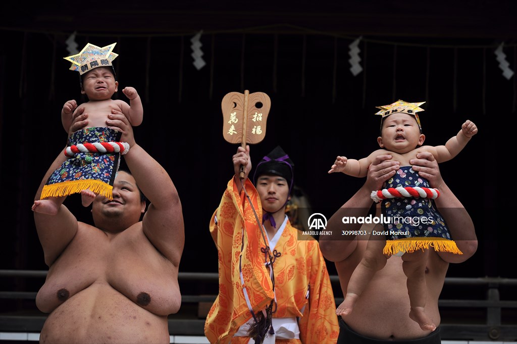 Festival of crying baby sumo in Tokyo