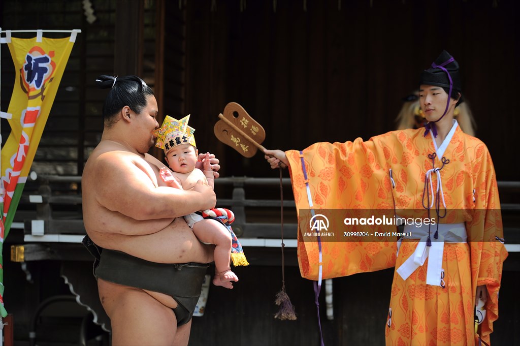 Festival of crying baby sumo in Tokyo