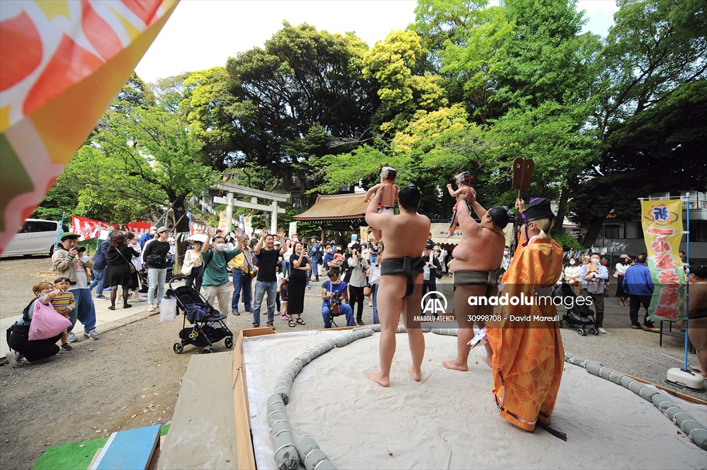 Festival of crying baby sumo in Tokyo