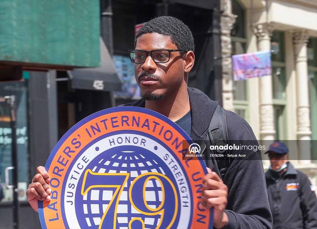 Workers march on May Day in New York City