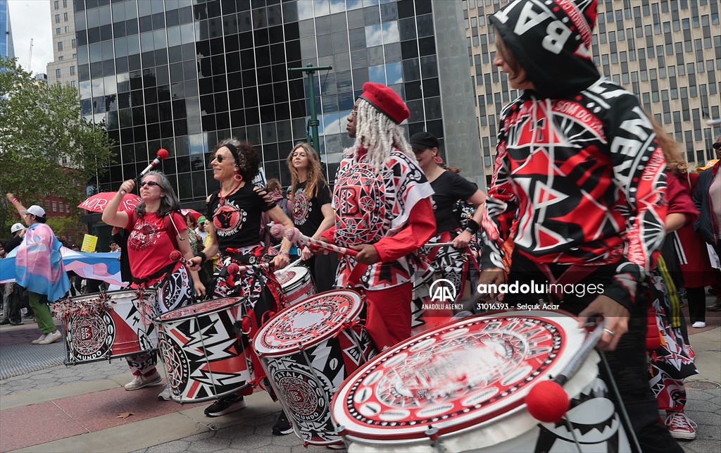 Workers march on May Day in New York City
