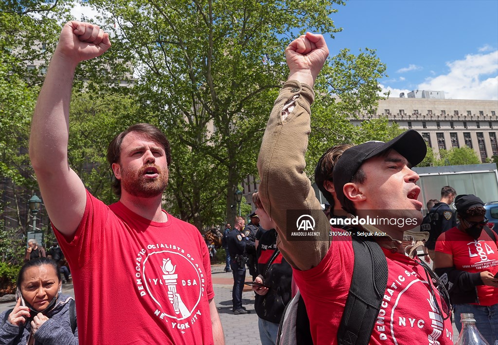 Workers march on May Day in New York City