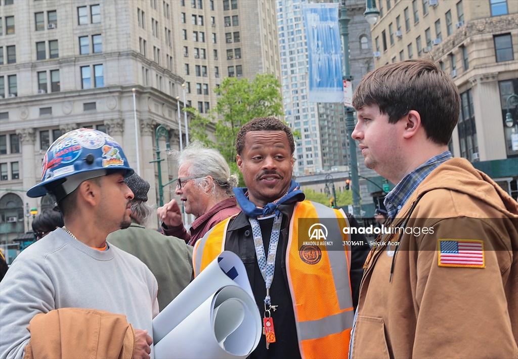 Workers march on May Day in New York City
