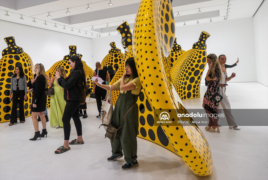 Yayoi Kusama unveils her latest works in a New York City gallery