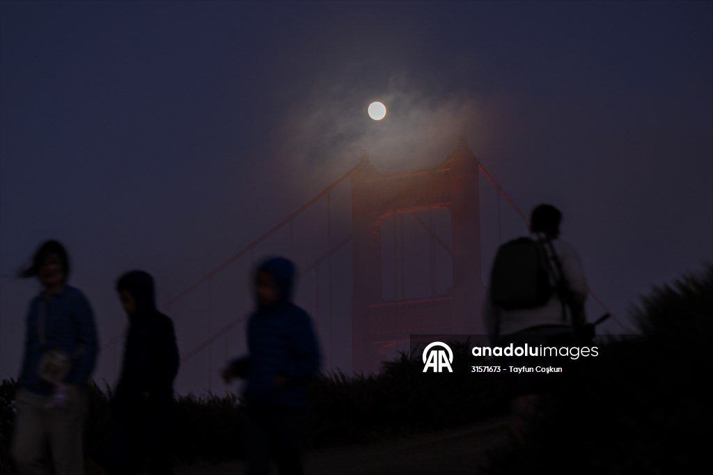 Full Moon rises over Golden Gate Bridge of San Francisco