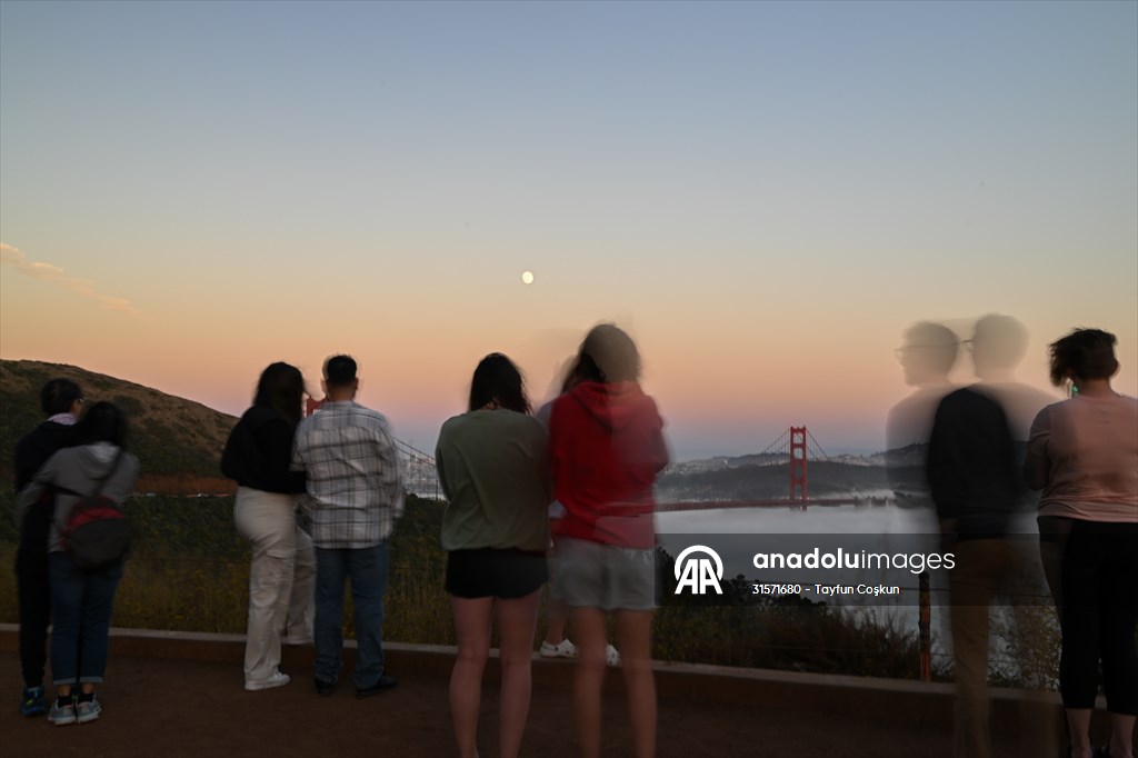 Full Moon rises over Golden Gate Bridge of San Francisco