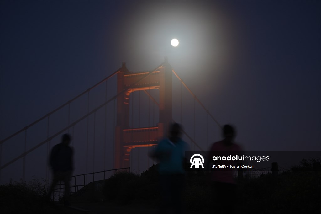 Full Moon rises over Golden Gate Bridge of San Francisco