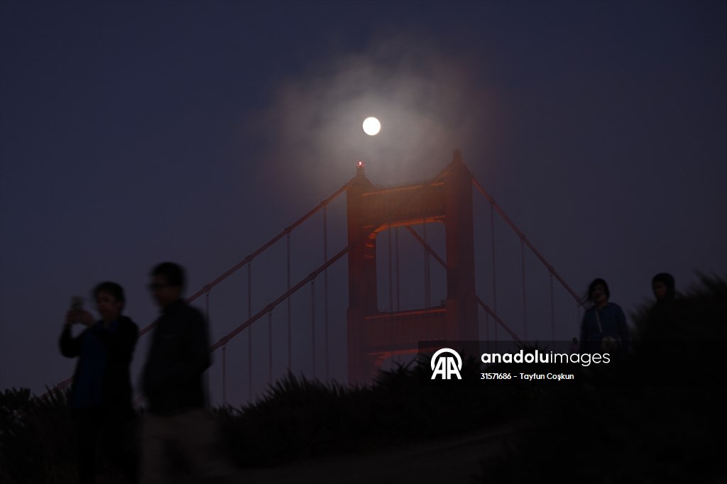 Full Moon rises over Golden Gate Bridge of San Francisco