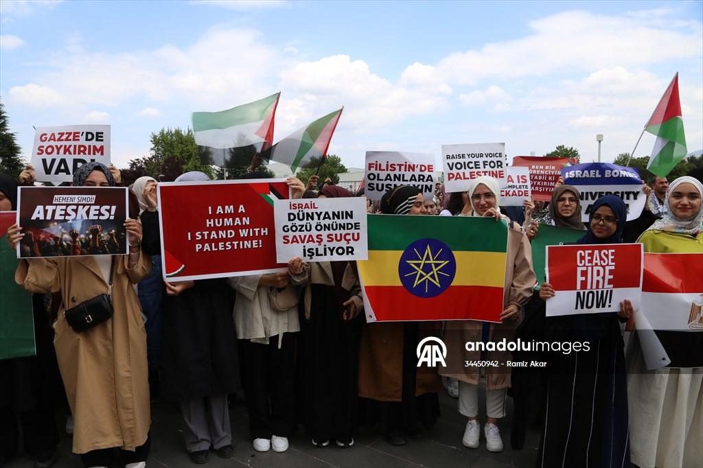 Malatya'da üniversite öğrencileri ABD'deki Filistin eylemlerine destek verdi
