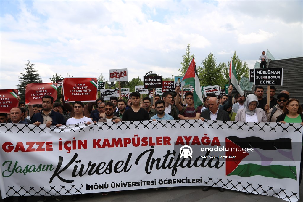 Malatya'da üniversite öğrencileri ABD'deki Filistin eylemlerine destek verdi