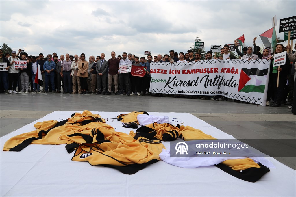 Malatya'da üniversite öğrencileri ABD'deki Filistin eylemlerine destek verdi