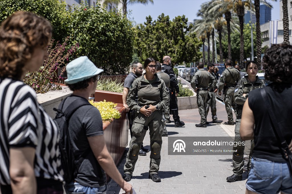 Israeli demonstrators demand Berlin administration cut arms exports to Israel in Tel Aviv