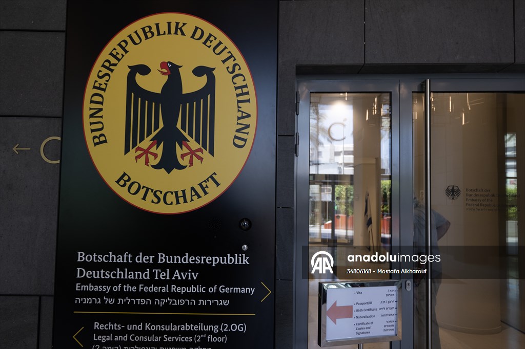 Israeli demonstrators demand Berlin administration cut arms exports to Israel in Tel Aviv