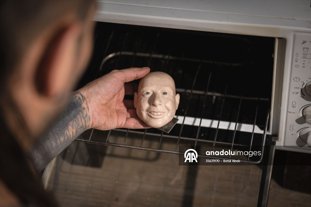 Turkish puppet maker Cagdas Cakmak designs puppet of Elon Musk in Turkish capital