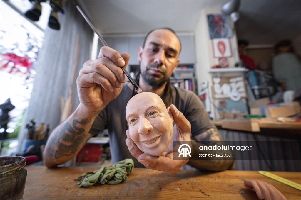 Turkish puppet maker Cagdas Cakmak designs puppet of Elon Musk in Turkish capital