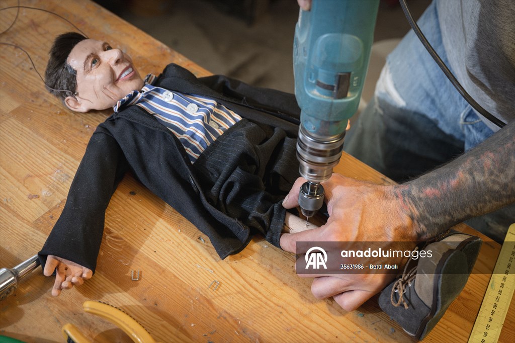 Turkish puppet maker Cagdas Cakmak designs puppet of Elon Musk in Turkish capital