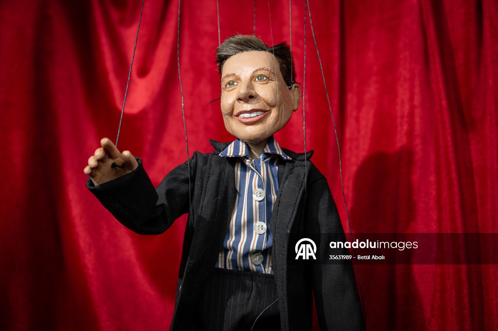 Turkish puppet maker Cagdas Cakmak designs puppet of Elon Musk in Turkish capital