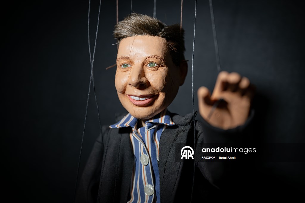 Turkish puppet maker Cagdas Cakmak designs puppet of Elon Musk in Turkish capital