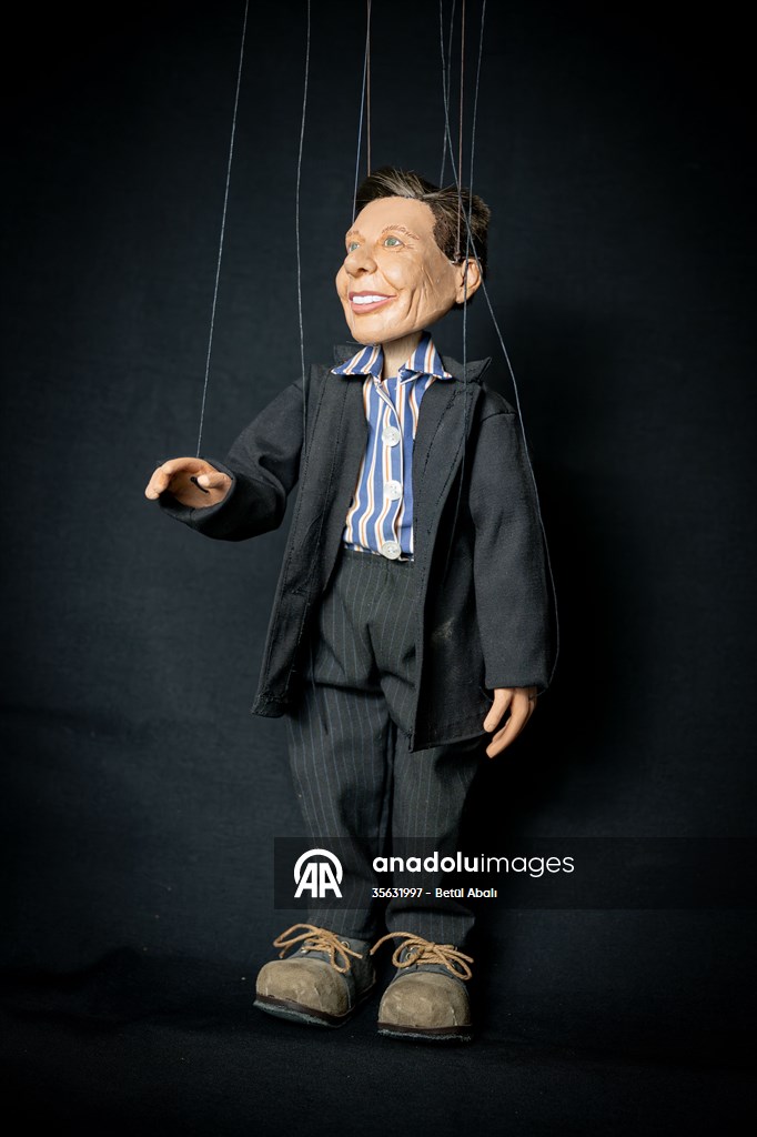 Turkish puppet maker Cagdas Cakmak designs puppet of Elon Musk in Turkish capital
