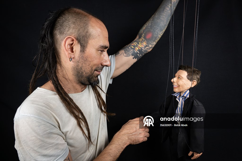 Turkish puppet maker Cagdas Cakmak designs puppet of Elon Musk in Turkish capital