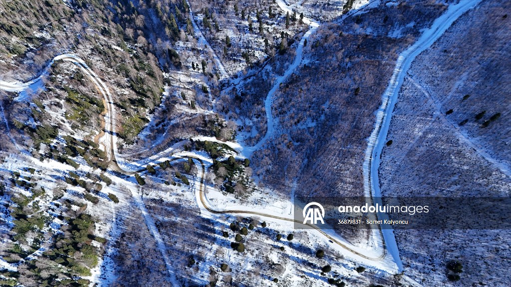 Kardüz Yaylası'ndaki kış manzaraları havadan görüntülendi