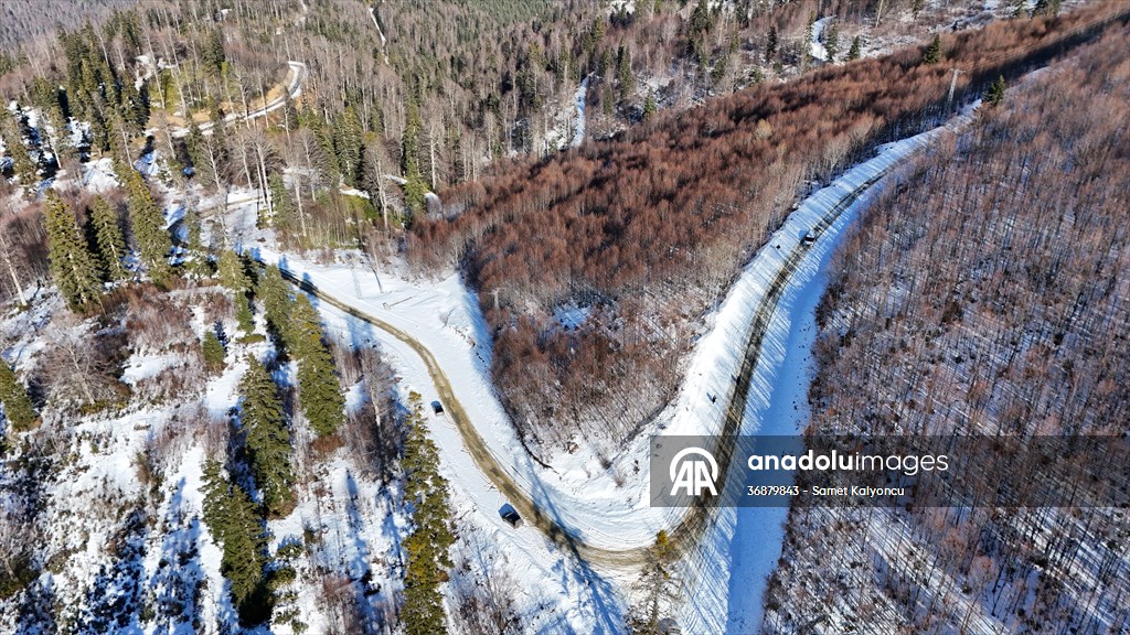 Kardüz Yaylası'ndaki kış manzaraları havadan görüntülendi