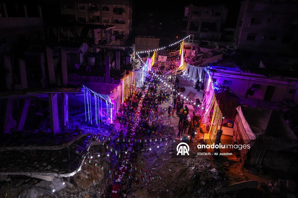 First sahur meal among the collapsed houses in Khan Yunis