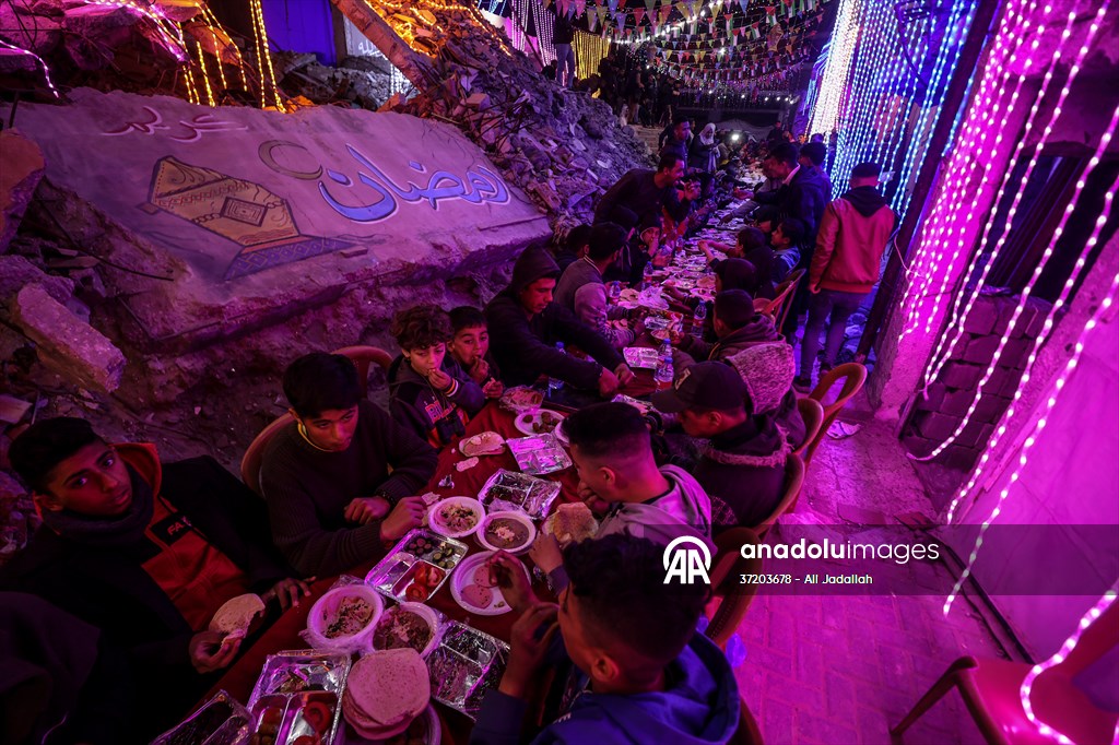 First sahur meal among the collapsed houses in Khan Yunis