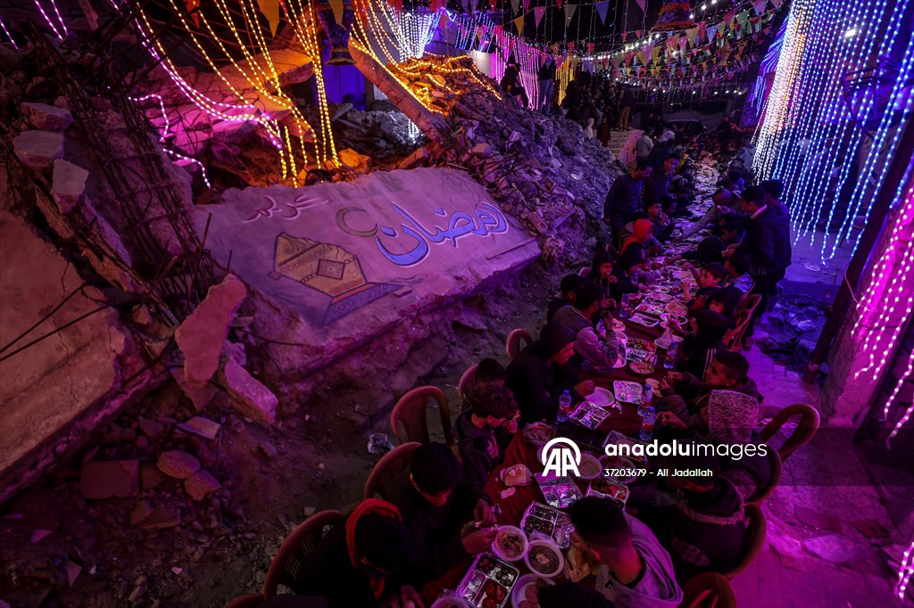 First sahur meal among the collapsed houses in Khan Yunis