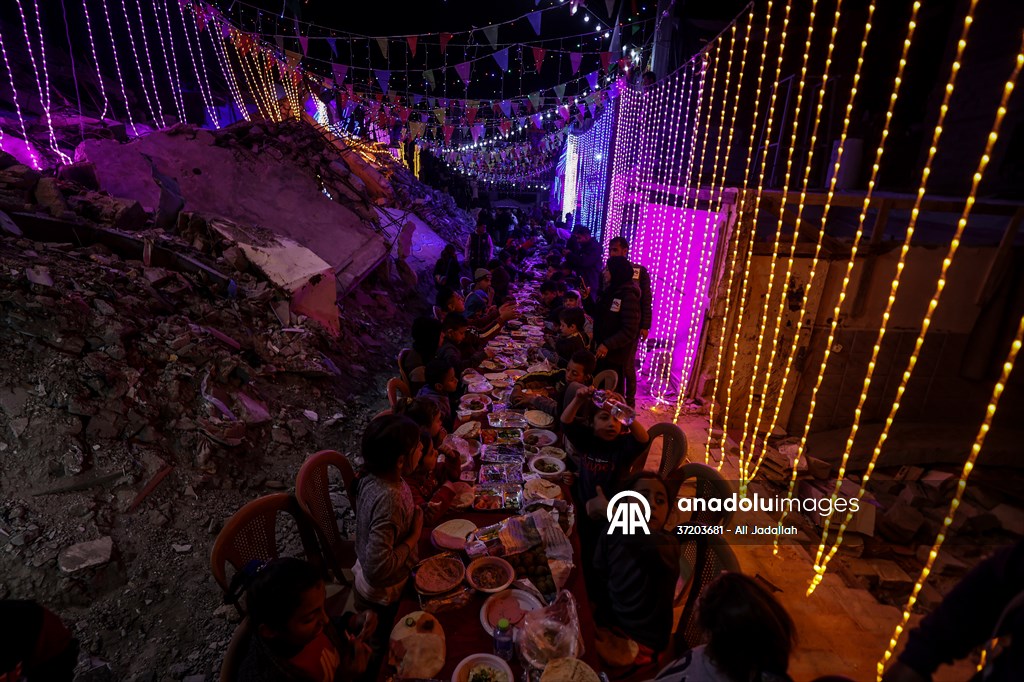 First sahur meal among the collapsed houses in Khan Yunis