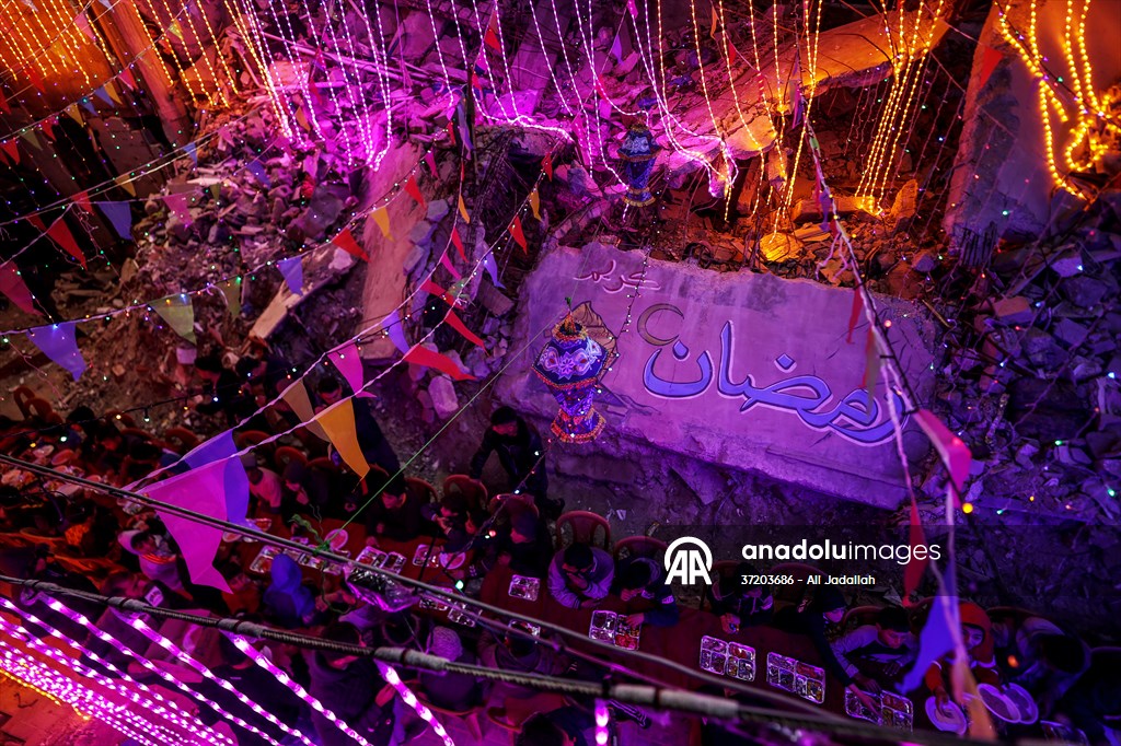 First sahur meal among the collapsed houses in Khan Yunis