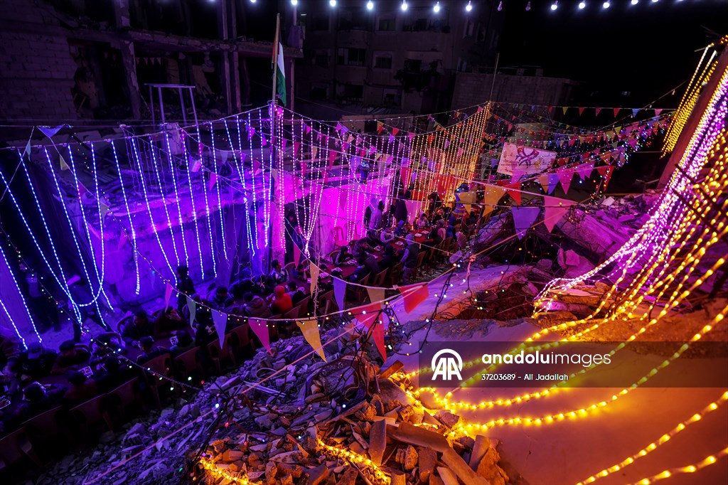 First sahur meal among the collapsed houses in Khan Yunis